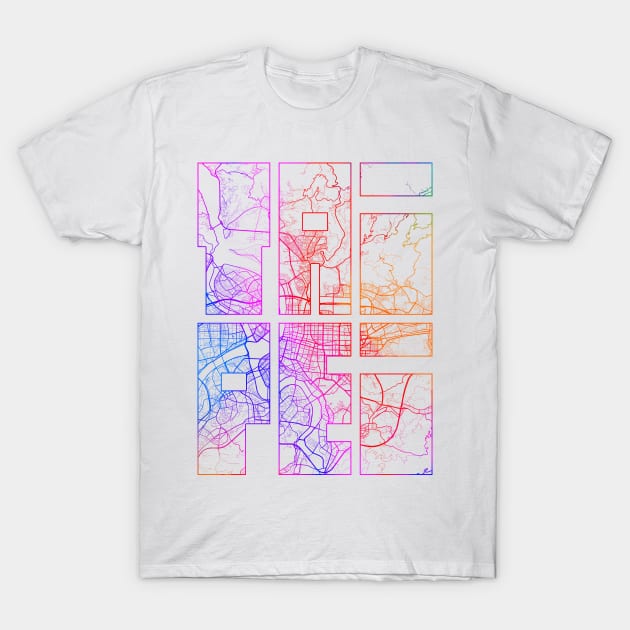 Taipei, Taiwan City Map Typography - Colorful T-Shirt by deMAP Studio